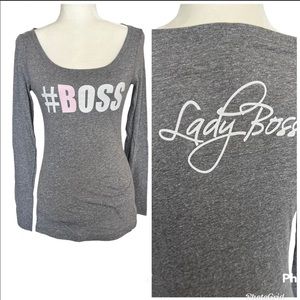 Lady Boss Gray Long Sleeve Top Size Small